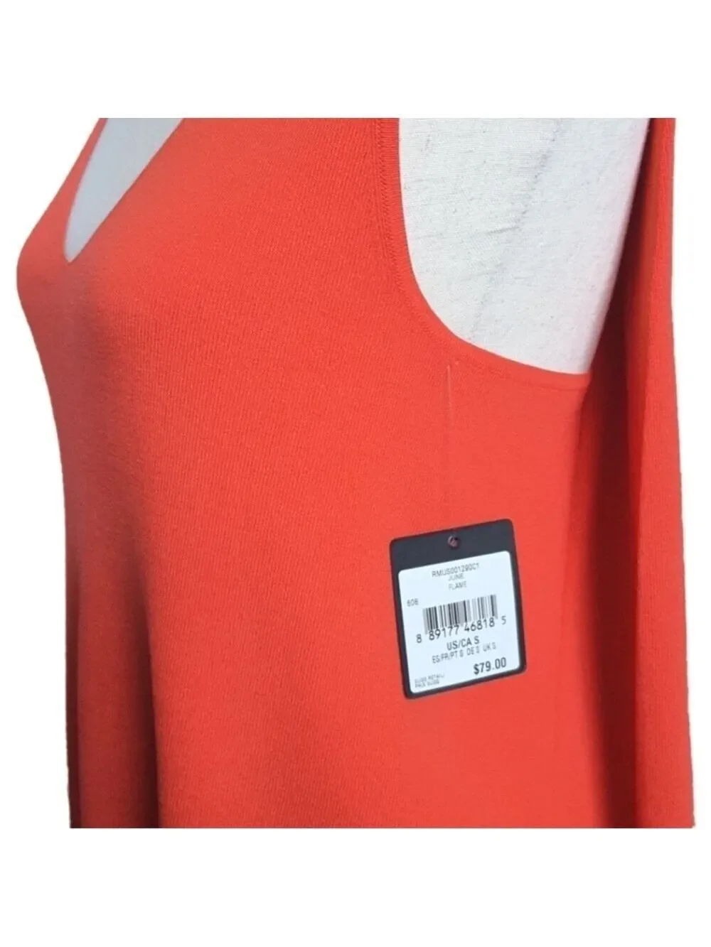 Rachel Roy Orange V-Neck Swing Tank Top High Low Flowy Draped Summertime